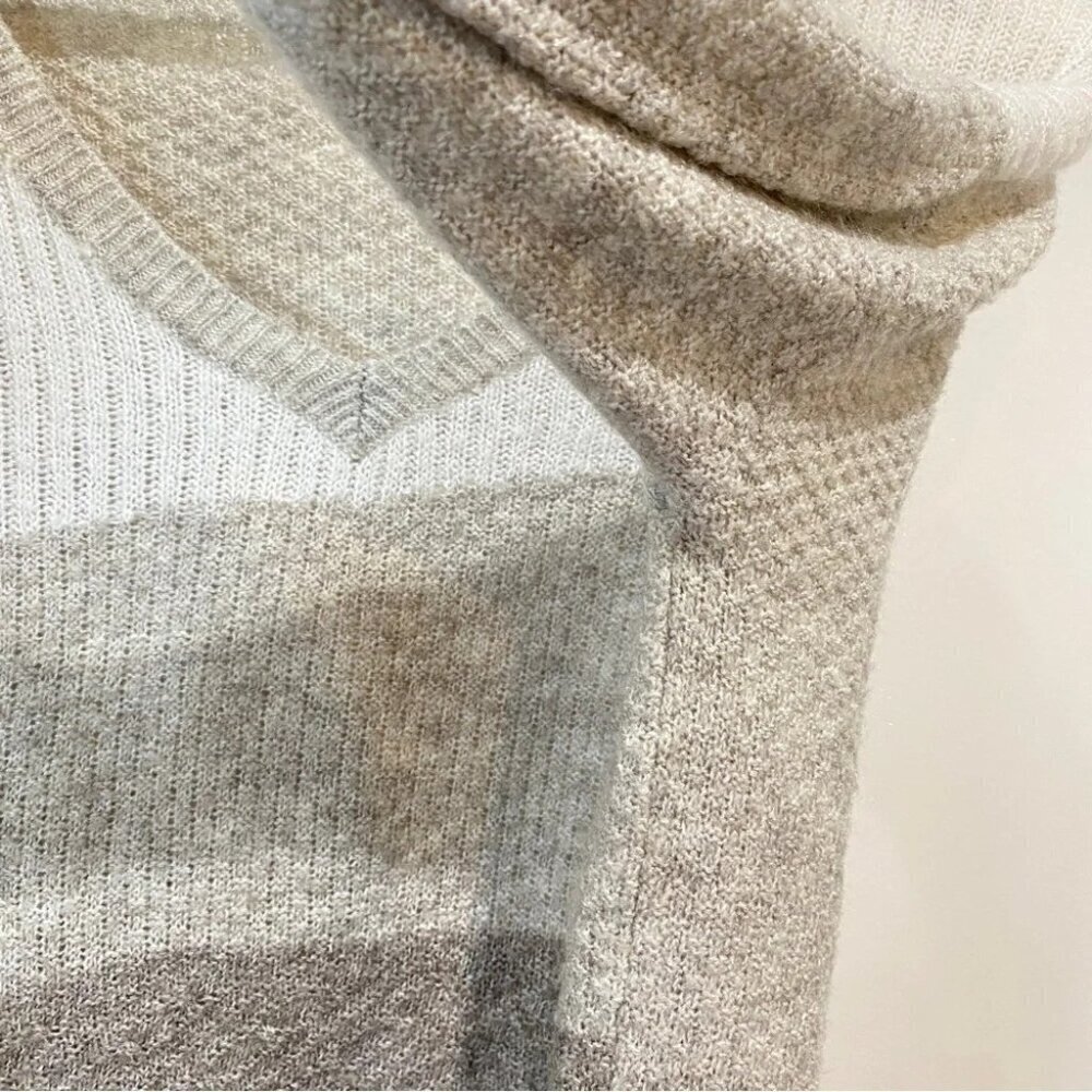 Kismet Casual V Neck Pullover Sweater in Neutral Grey Cream Colours - Picture 7 of 16